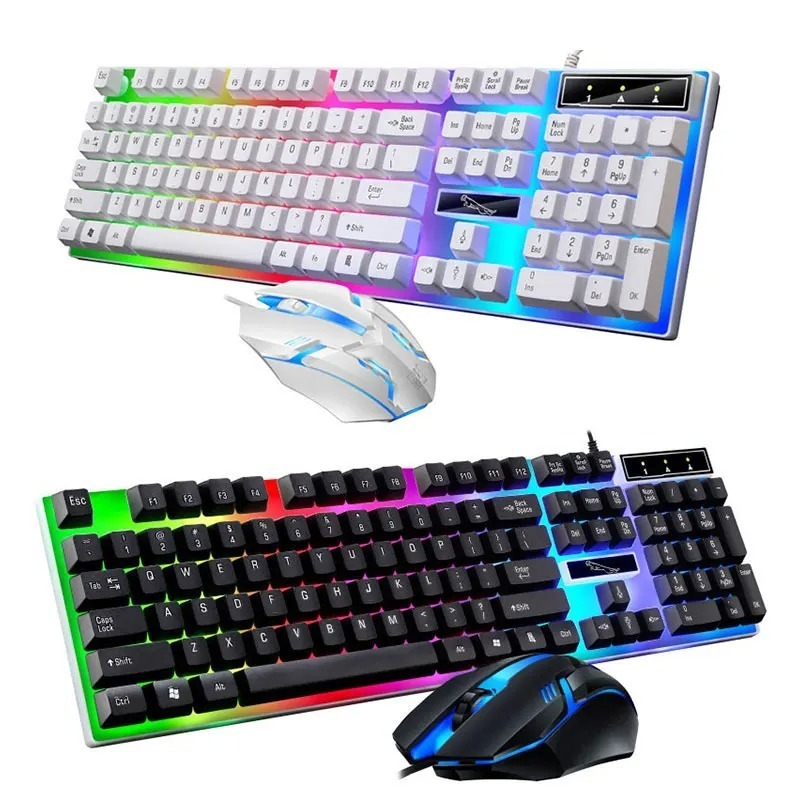 Kit Teclado e Mouse Gamer Semi Mecânico Iluminação RGB Anti Ghosting Com Fio USB PC Notebook em Oferta na Shopee