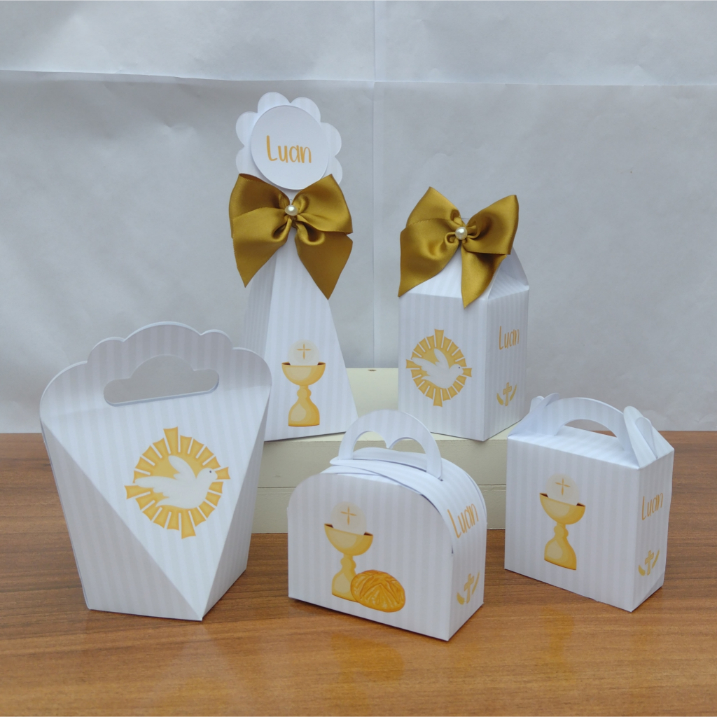 PEGUE E MONTE - Kit Festa Personalizados PRIMEIRA EUCARISTIA/COMUNHÃO Lembrancinhas Caixinhas para Aniversário