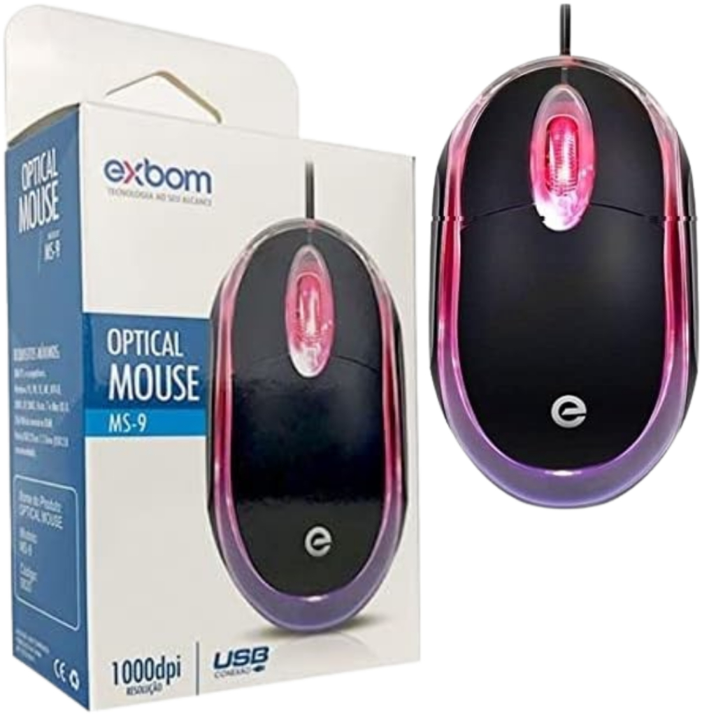 Mouse optico MS-9 Com Led USB Preto