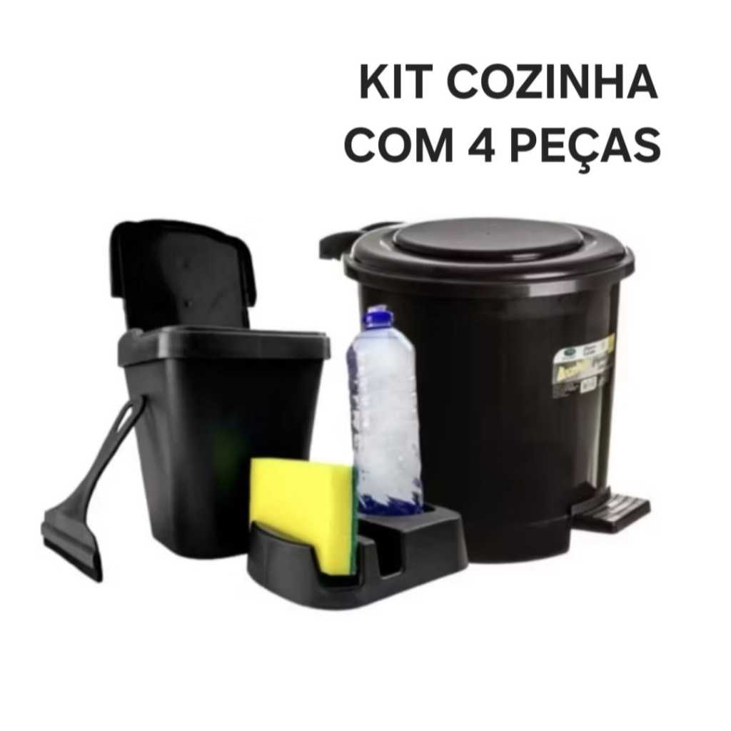 Kit Cozinha Pia Com Porta Detergente Rodinho de Pia Lixeira 4,8 Litros E Lixeira 7.5 Litros em Oferta na Shopee