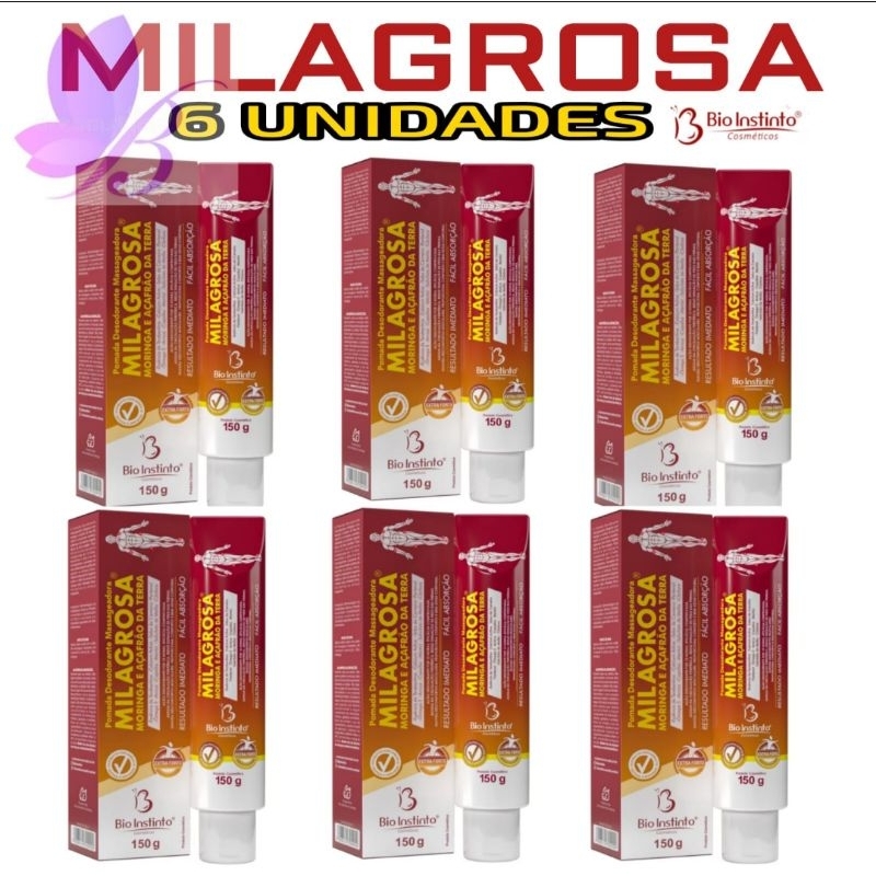 Kit 6 Pomadas Desodorante Massageadora Milagrosa 150gr - Bio Instinto