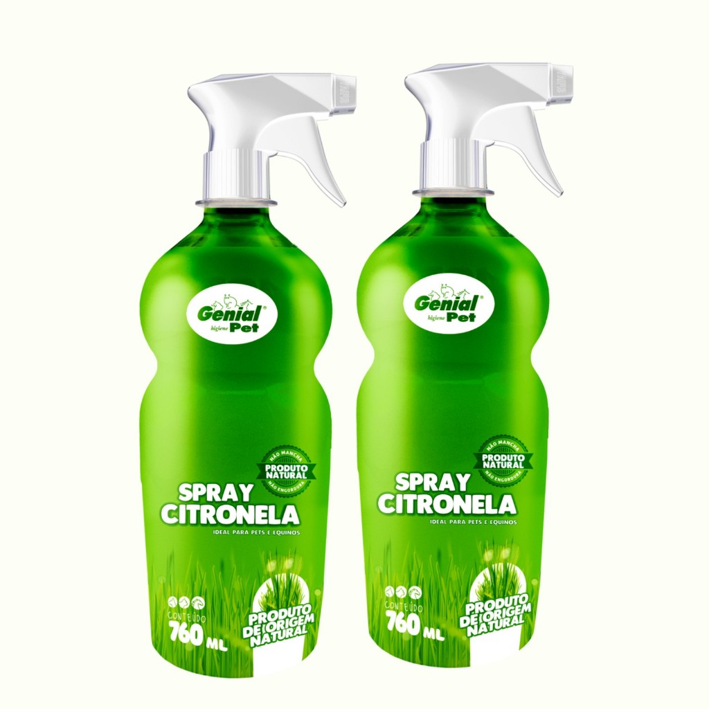 2 Spray Citronela Repelente para Cachorro Equinos760ml Genial - Envio Imediato