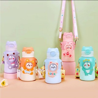 Garrafa térmica infantil com canudo e alça 500ml Copo em aço inox - M-1330 em Oferta na Shopee