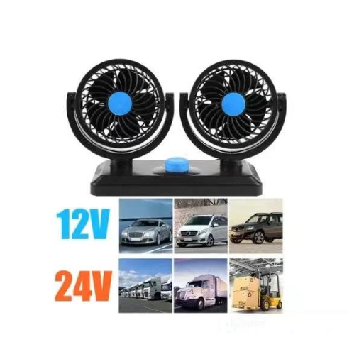 Ventilador Duplo 4" 12/24v 360° Graus Carros Caminhões Vans Casa Escritório