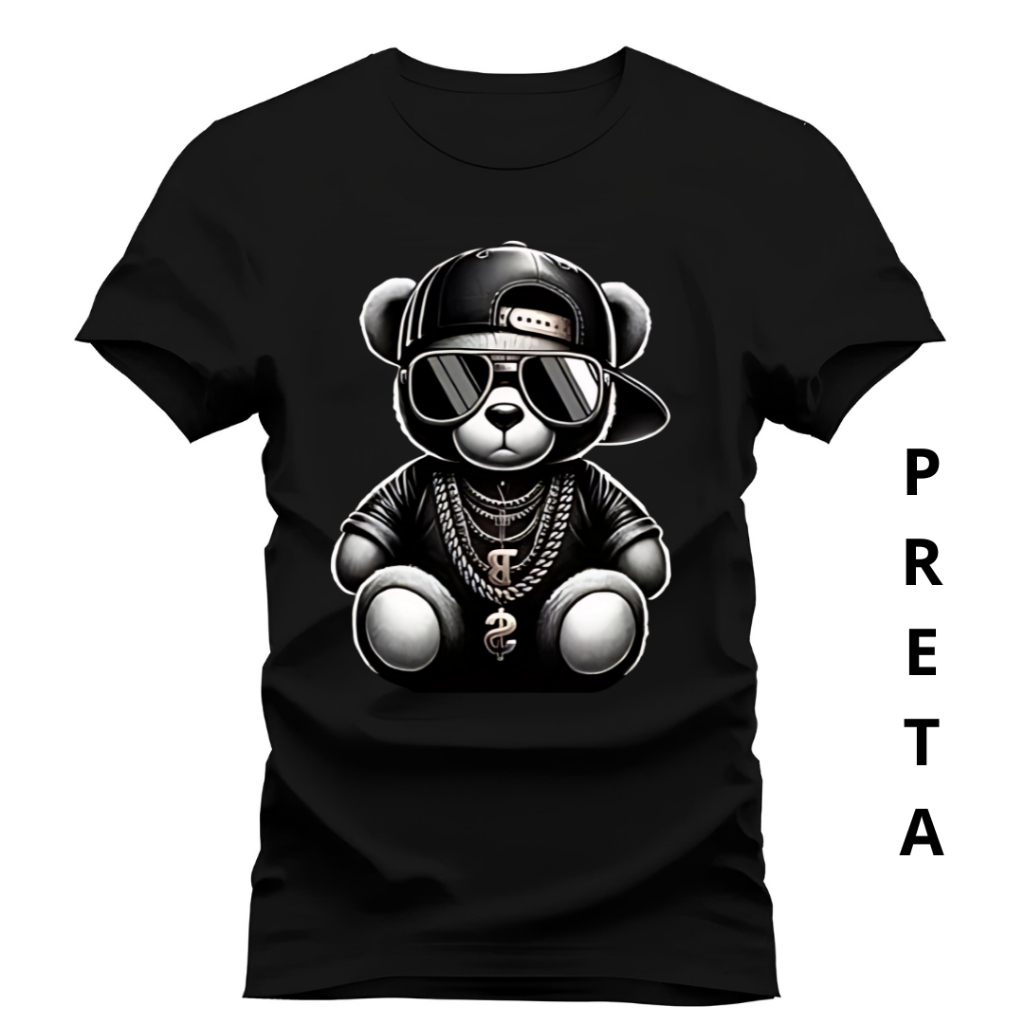 Camiseta Unissex Blusa Urso Estilo Camisa 100% Algodão Blusa De Envio Imediato