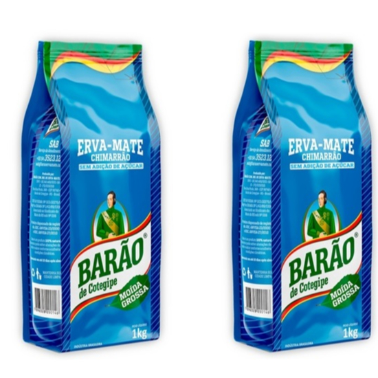 Kit 02 pcts Erva-mate Moída Grossa Barão de Cotegipe 1kg cada