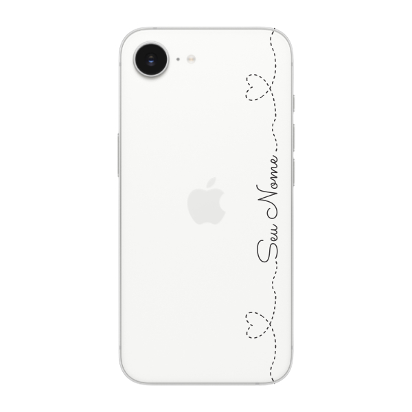 Capinha para iPhone 16e Anti Impacto Personalizada - Com Nome na lateral - Fundo transparente