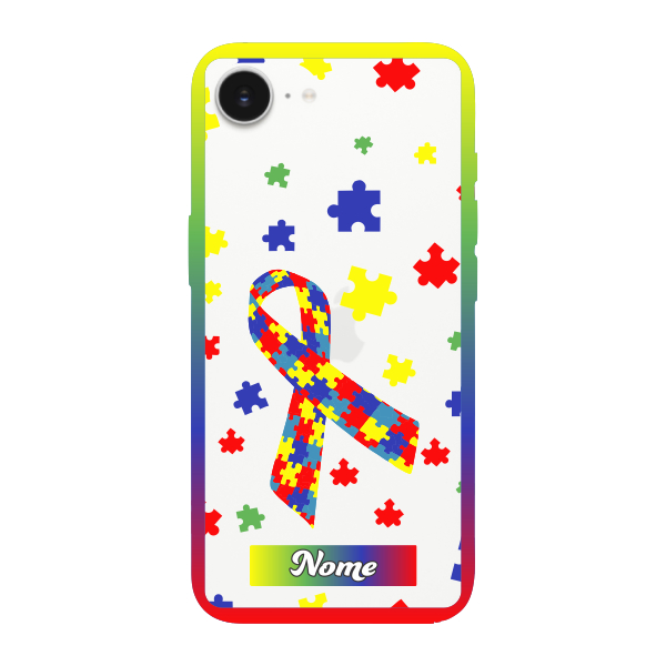 Capinha para iPhone 16e Anti Impacto Personalizada - Autismo - Autista - com nome e fundo transparente
