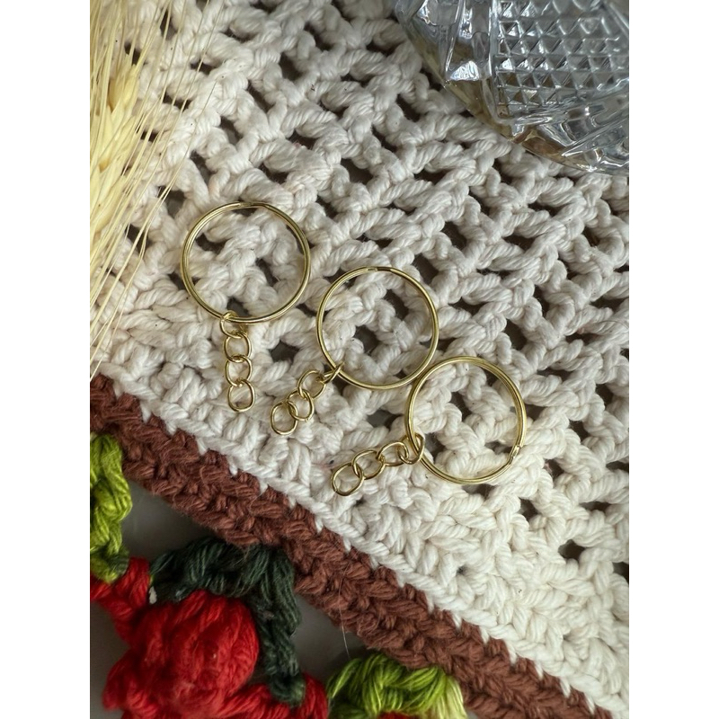 kit 30/50/100/150 Argola para chaveiro com corrente 25mm dourada ou prata
