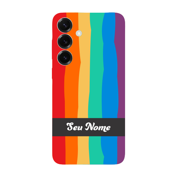 Capinha para Samsung S25 Plus Anti Impacto Personalizada - Arco Íris Colorido LGBT LGBTQIA+ com nome