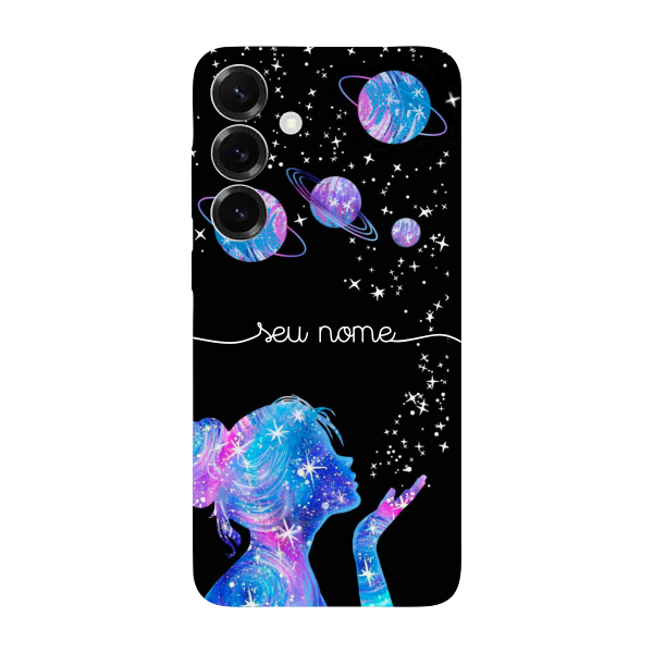 Capinha para Samsung S25 Plus Anti Impacto Personalizada - Menina Universo com nome manuscrito