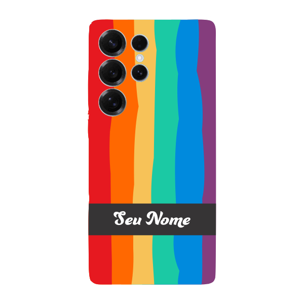 Capinha para Samsung S25 Ultra Anti Impacto Personalizada - Arco Íris Colorido LGBT LGBTQIA+ com nome