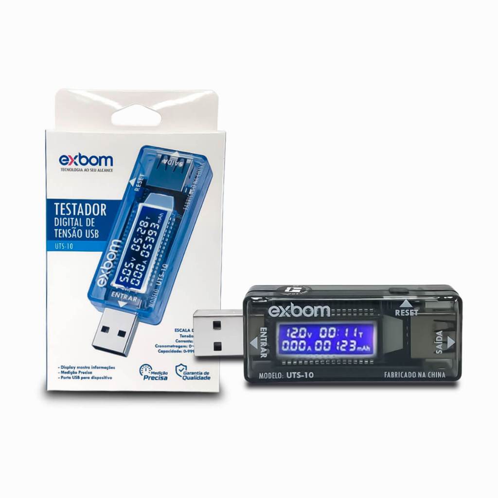 Testador Voltagem Porta USB Display Digital Corrente Medidor