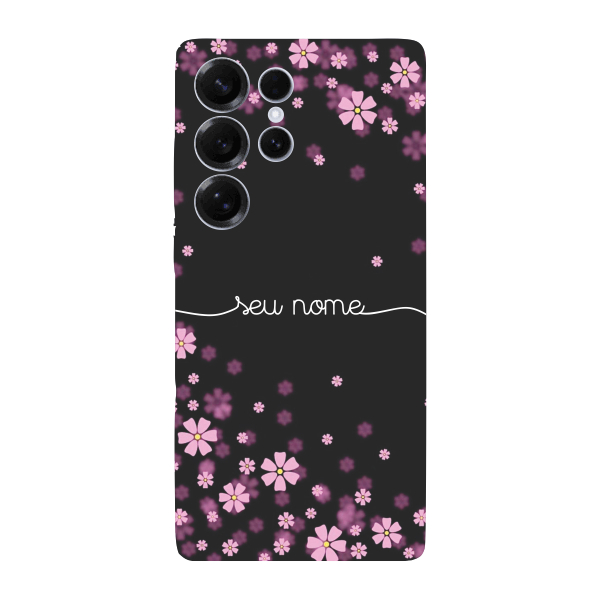 Capinha para Samsung S25 Ultra Anti Impacto Personalizada - Flores Lilás com nome