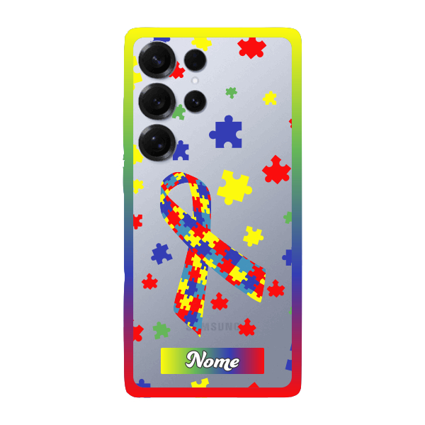 Capinha para Samsung S25 Ultra Anti Impacto Personalizada - Autismo - Autista - com nome e fundo transparente