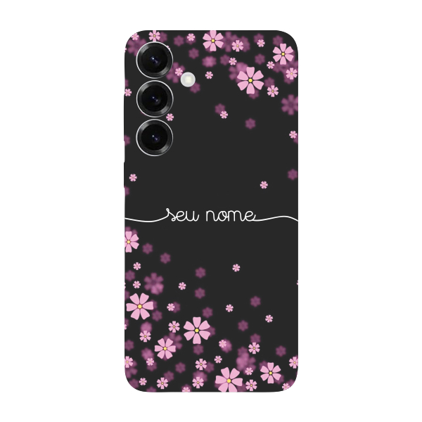 Capinha para Samsung S25 Anti Impacto Personalizada - Flores Lilás com nome