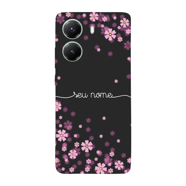 Capinha para Xiaomi Poco X7 Pro Anti Impacto Personalizada - Flores Lilás com nome