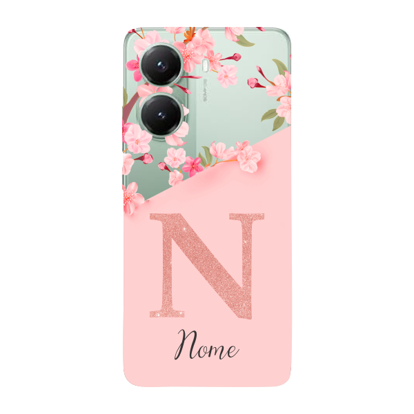 Capinha para Xiaomi Poco X7 Pro Anti Impacto Personalizada - Delicate Flowers Rosa com nome e inicial