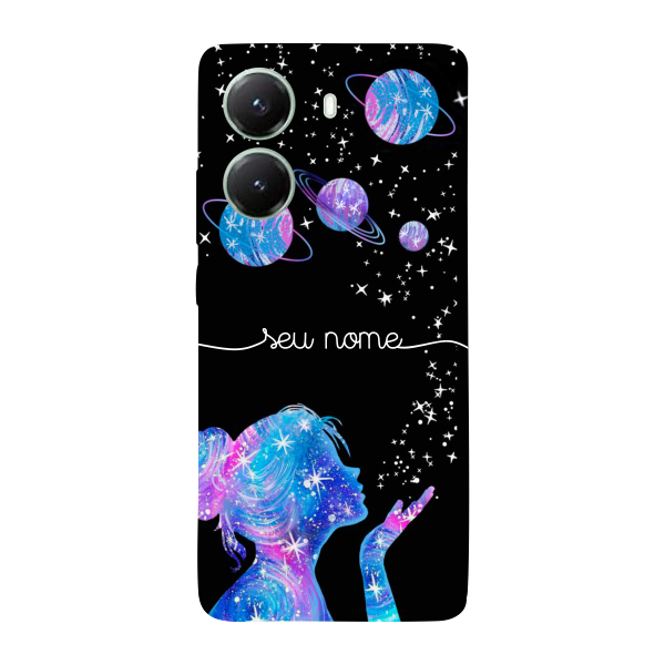 Capinha para Xiaomi Poco X7 Pro Anti Impacto Personalizada - Menina Universo com nome manuscrito