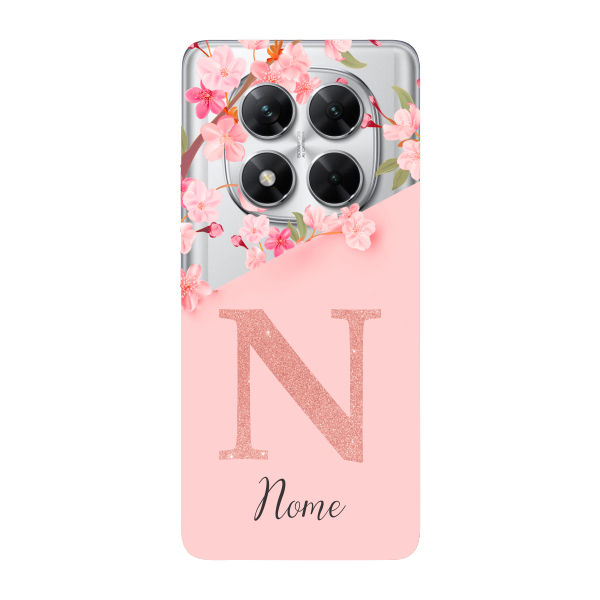 Capinha para Xiaomi Poco X7 Anti Impacto Personalizada - Delicate Flowers Rosa com nome e inicial
