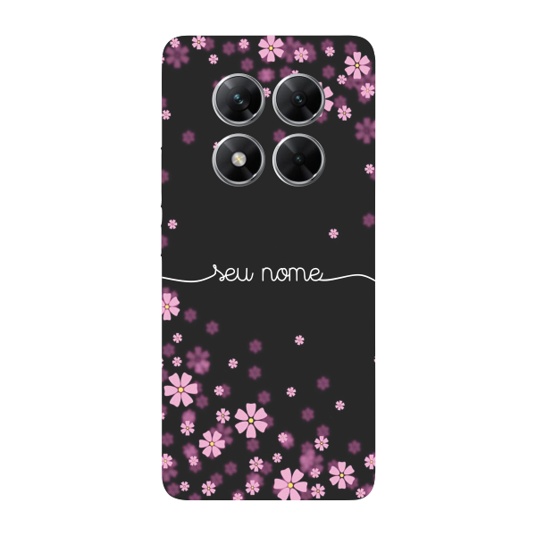 Capinha para Xiaomi Poco X7 Anti Impacto Personalizada - Flores Lilás com nome em Oferta na Shopee
