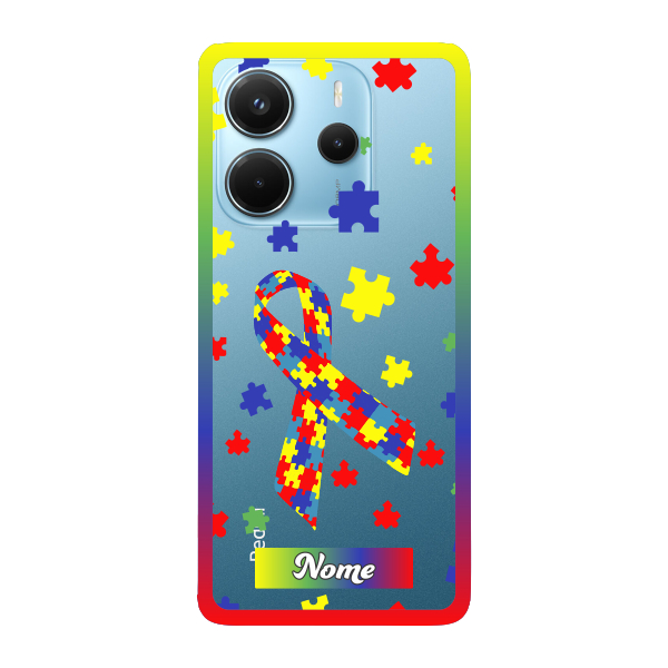 Capinha para Xiaomi RedMi Note 14 4G Anti Impacto Personalizada - Autismo - Autista - com nome e fundo transparente