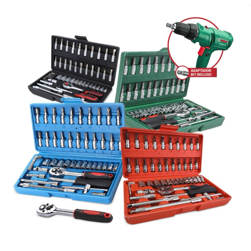 Kit 46 Chave Catraca Jogo De Soquetes Allen Torx Ferramentas