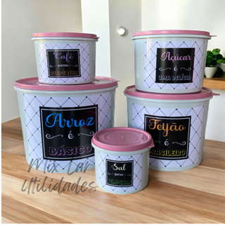 Kit de potes mantimentos de cozinha com 5 peças porta condimentos em Oferta na Shopee