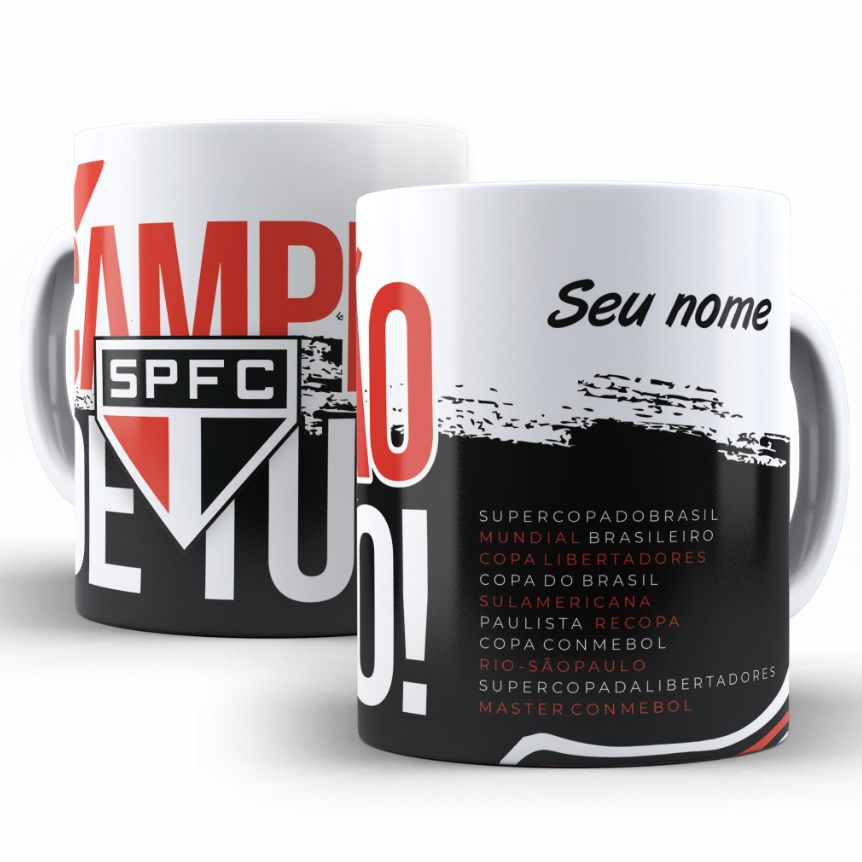Caneca de Time Personalizada Campeão de Tudo São Paulo SPFC