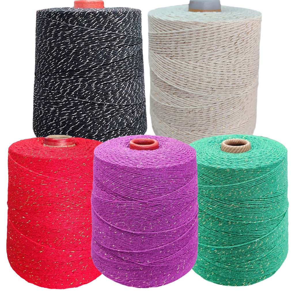 KIT de Barbantes com Brilho Dourado e Prata Fio 6 585m Barbantes Do Brasil Linha de Crochê Macia em Oferta na Shopee