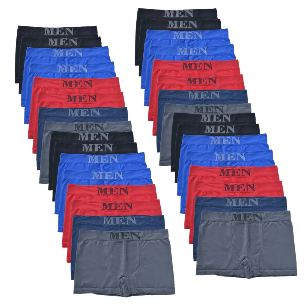 Kit 24 Cuecas Boxer Masculina de Microfibra OU Kit 10 Cueca Conforto no Dia a dia em Oferta na Shopee