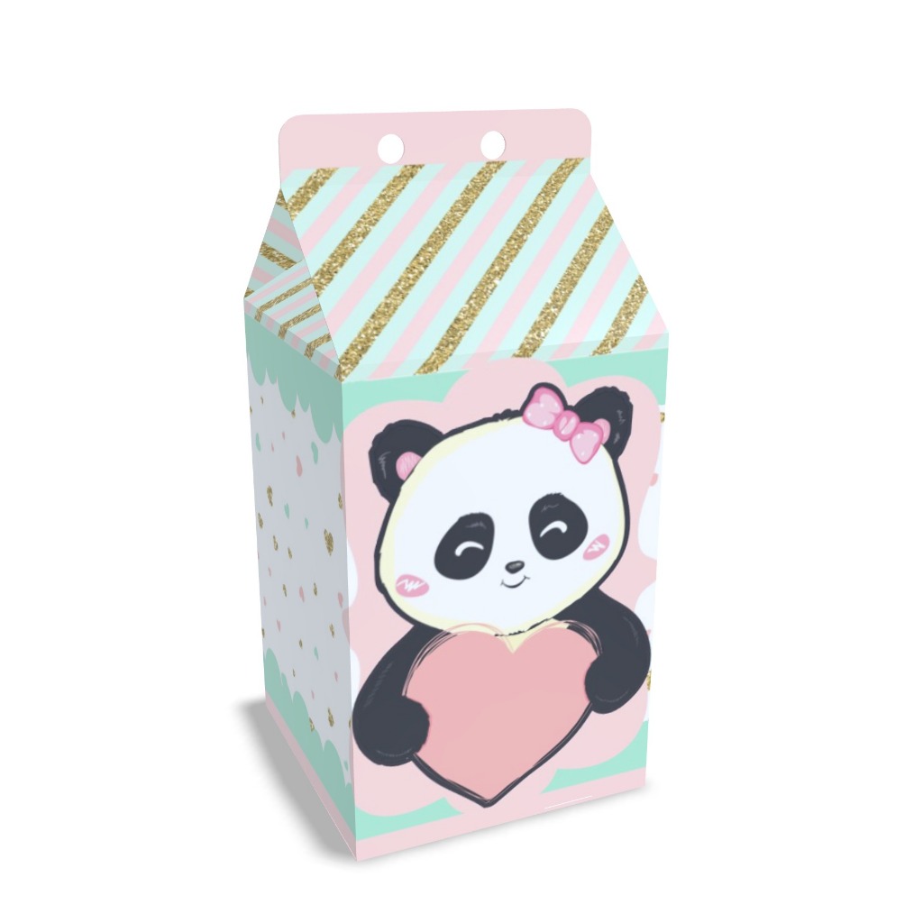 Lembrancinha para festa Caixinha Milk Tema panda 30 unidades