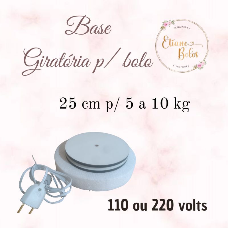 Base giratória para bolo 25 cm p/ até 10 kg 110 ou 220 volts em Oferta na Shopee
