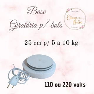 Base giratória para bolo 25 cm p/ até 10 kg 110 ou 220 volts em Oferta na Shopee