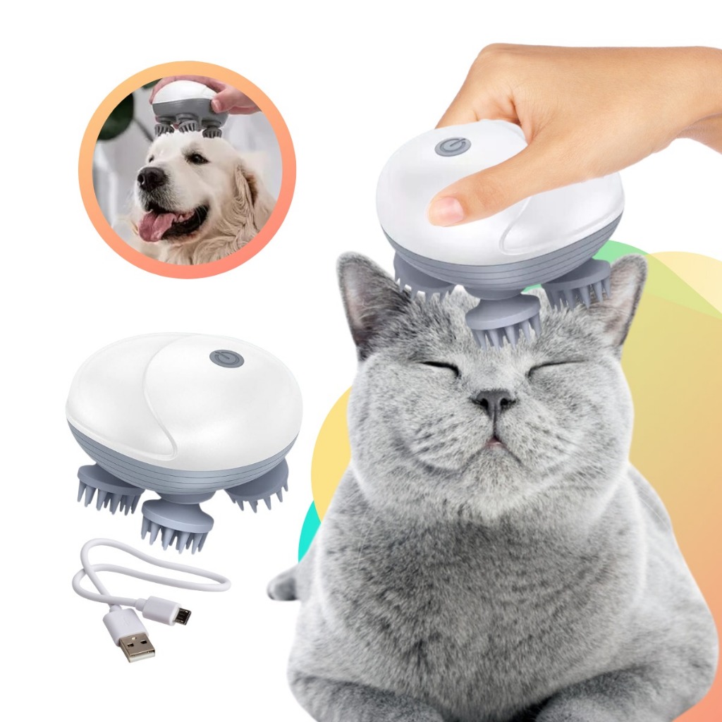 Massageador Elétrico De Couro Cabeludo Cabeça Sem Fio Gato Cachorro Pet Portátil - Health