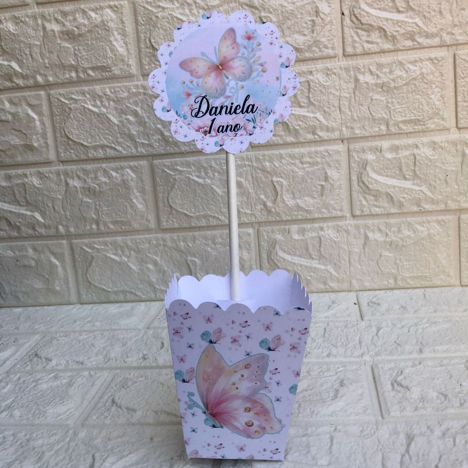 PEGUE E MONTE Centro de Mesa Personalizado JARDIM DAS BORBOLETAS Festa Infantil  Lembrancinhas Mimos