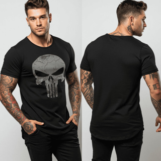 Camiseta Masculina Longline Manga Curta  Punisher Justiceiro FITNESS Academia em Oferta na Shopee