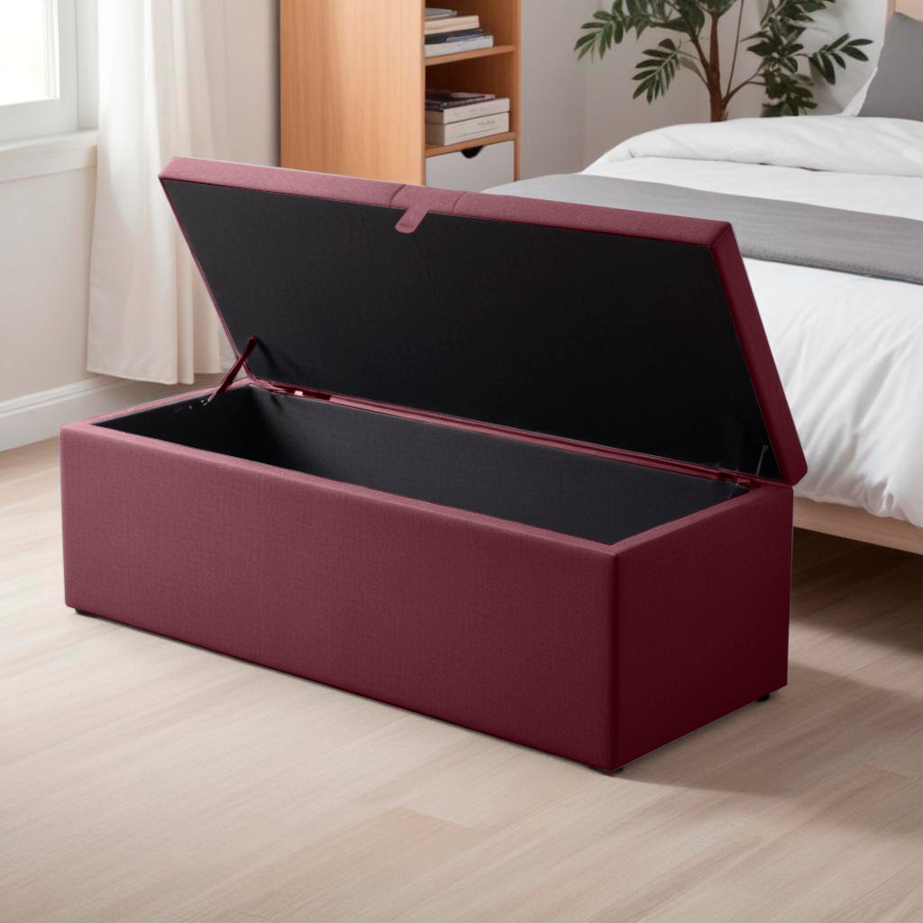 Baú Grande Retangular em Veludo 120x40x44cm - Vinho em Oferta na Shopee