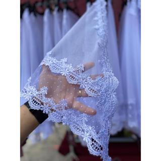 Véu CCB Congregação Algodão e Poá Bolinha/Coração Renda Guipir Redondo Bico Mod-070 em Oferta na Shopee