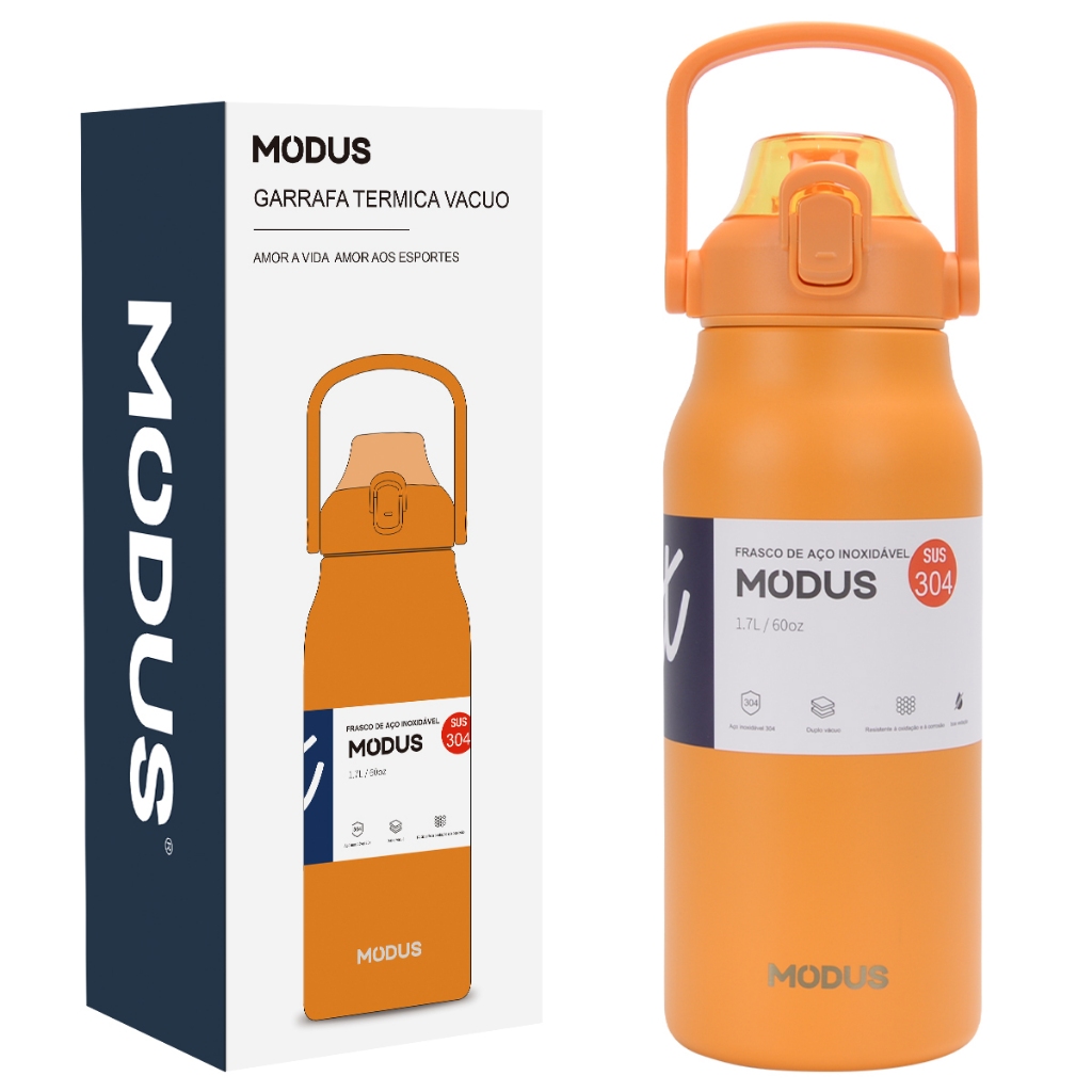 MODUS Garrafa Térmica 1700ml De Grande Capacidade Em Aço Inoxidável Com Canudo em Oferta na Shopee