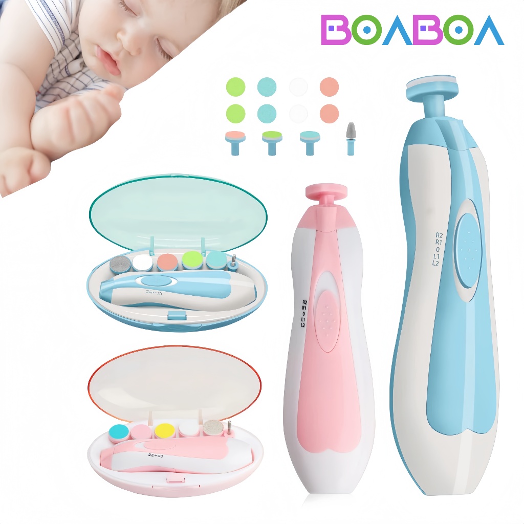 Cortador de unhas elétrico para bebês, crianças pequenas, crianças e adultos com caixa, rosa/azul