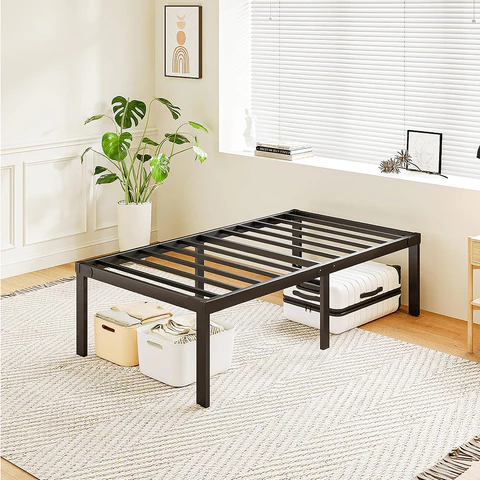 Cama de Solteiro e Casal Estrado de Metal Dobrável, Fácil de Montagem, Ripas de Aço Antiderrapante