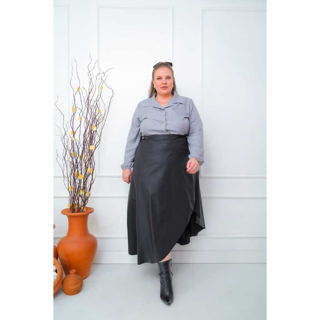Saia plus envelope corino,saia casual elegante ,saia plus