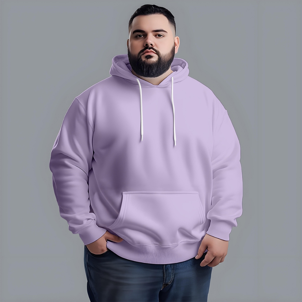 Blusa Moletom de Frio Unissex Liso Com Capuz Bolso Canguru Plus Size