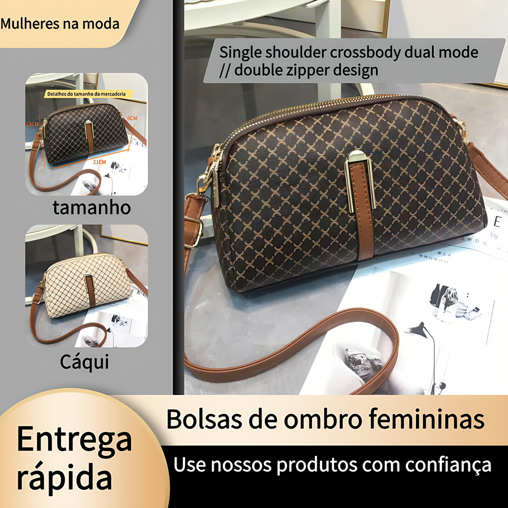 Senhoras um ombro saco duplo zíper design um ombro crossbody saco Saco de ombro