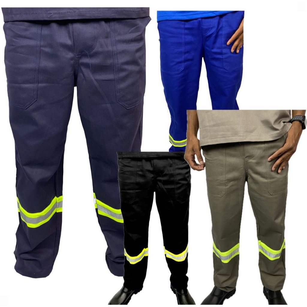 Calça REFORÇADA de Brim Pesado com Faixa Refletivo Uniforme Profissional de Trabalho