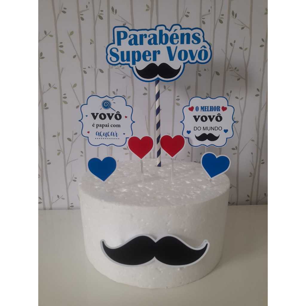 Topo de bolo Personalizado Super Vovô - Topo de bolo personalizado - topo de bolo para festas