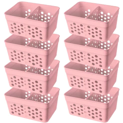 Kit 8 Cestos com 1 Divisória Removível 11,5x8,5x5,5cm Caixa Organizadora Mini