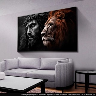 Quadro Decorativo Leão Judá e Jesus Cristo Mosaico Sala Quarto Escritório em Oferta na Shopee
