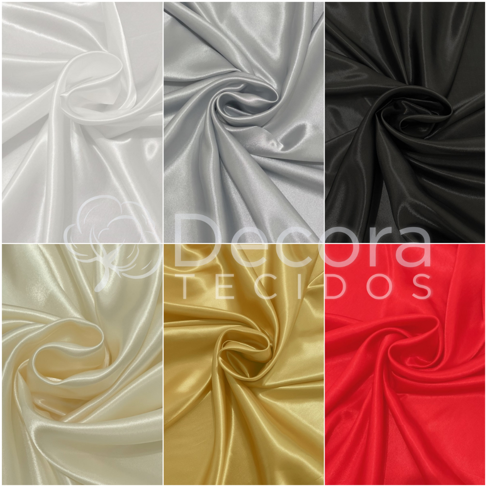 Tecido Cetim 10m x 3m largura Para Cortina Toalha de Mesa Diversas Cores